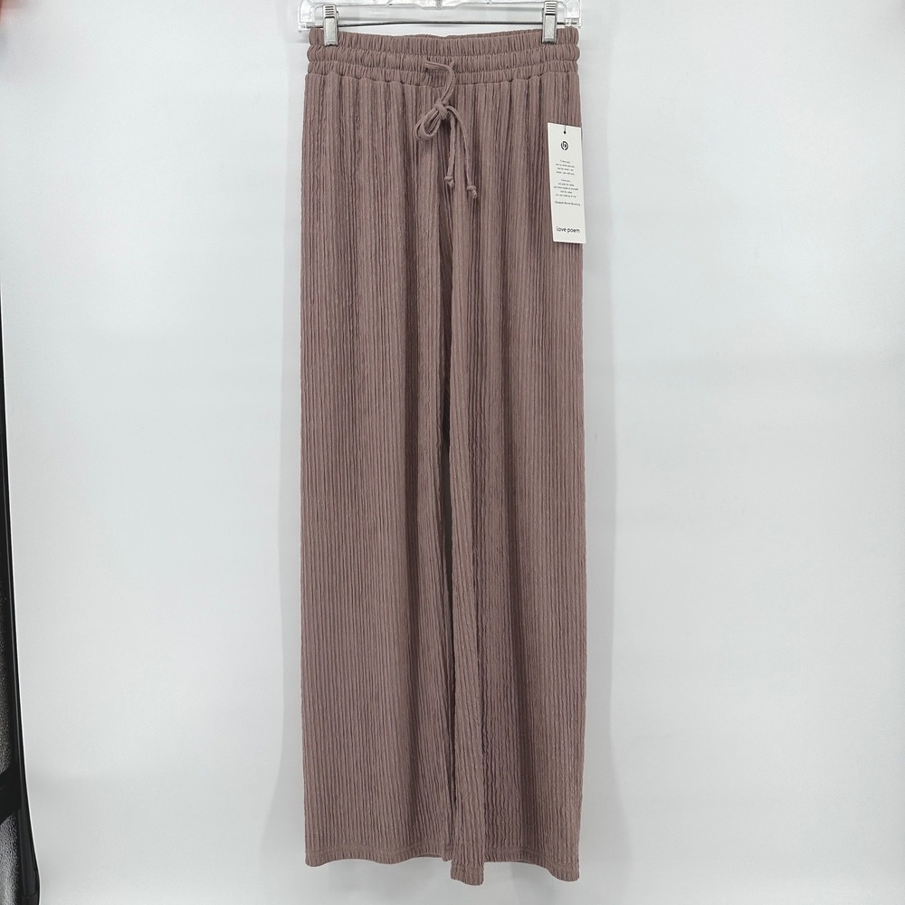 Love Poem Los Angeles Mushroom Crinkle Wide Leg Drawstring Pants IRIS-3P S NEW